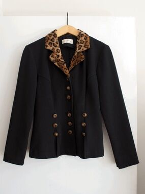 Black and leopard print blazer